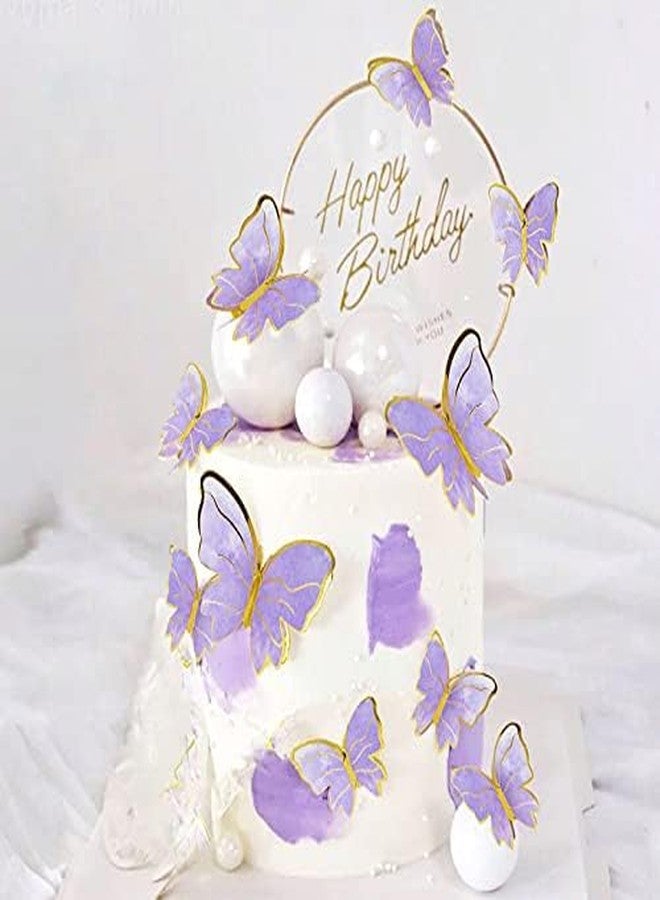 53 Arts10 Pcs "Let's Party" Butterfly Cake Toppers - Elegant Cupcake Decorations, Birthday & Wedding Cake Picks, Baby Shower Party Supplies, Reusable & Food Safe Random Colours - Image 2